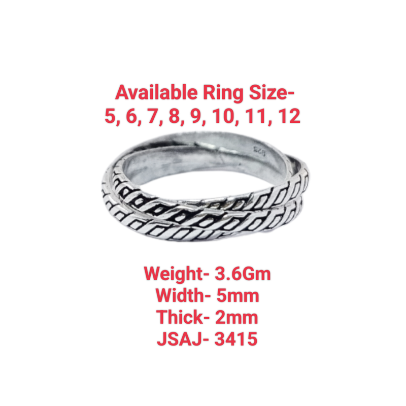 JSAJ INTERLOCKED TRIPPLE DESIGN ROLLING RING IN 925 STERLING SILVER