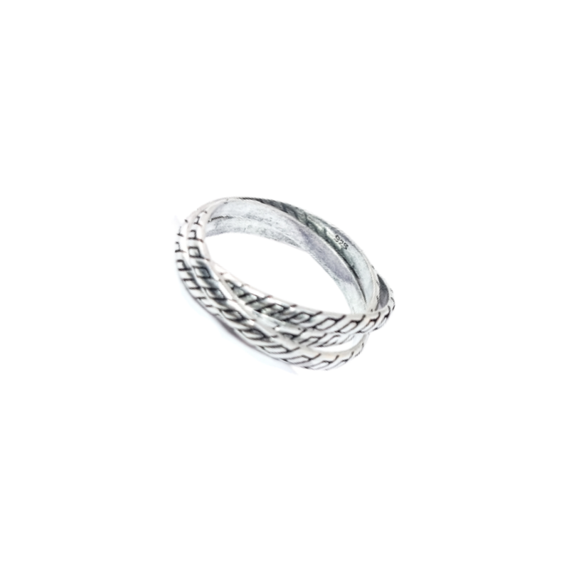 JSAJ INTERLOCKED TRIPPLE DESIGN ROLLING RING IN 925 STERLING SILVER