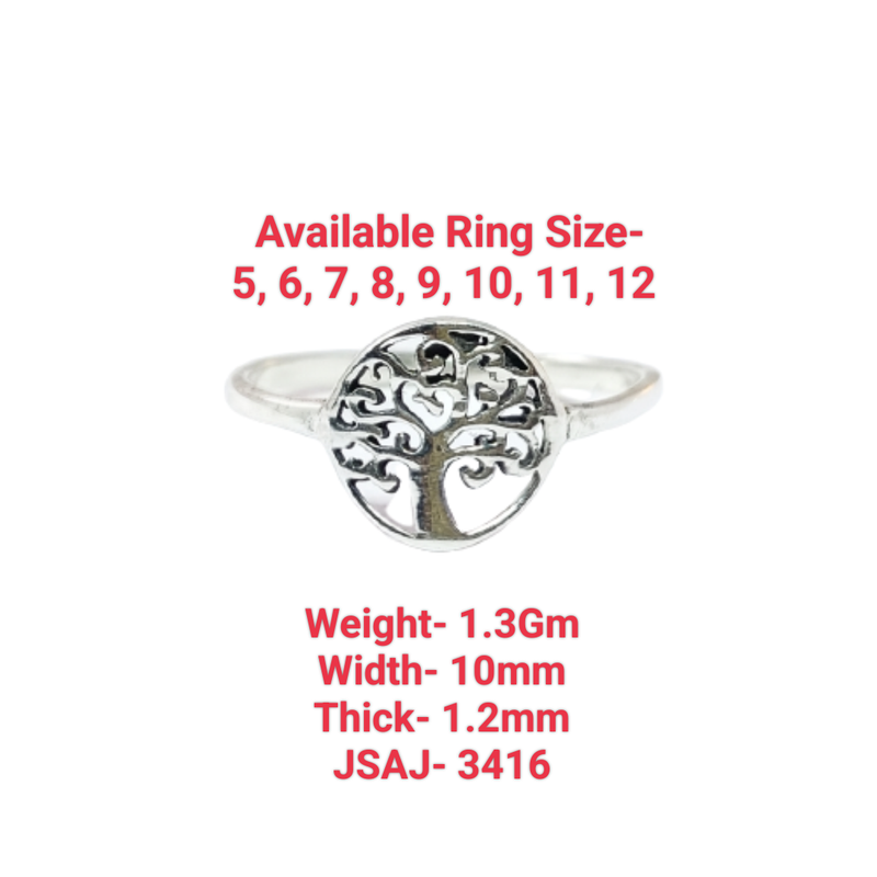 JSAJ TREE OF LIFE ROUND RING IN 925 STERLING SILVER