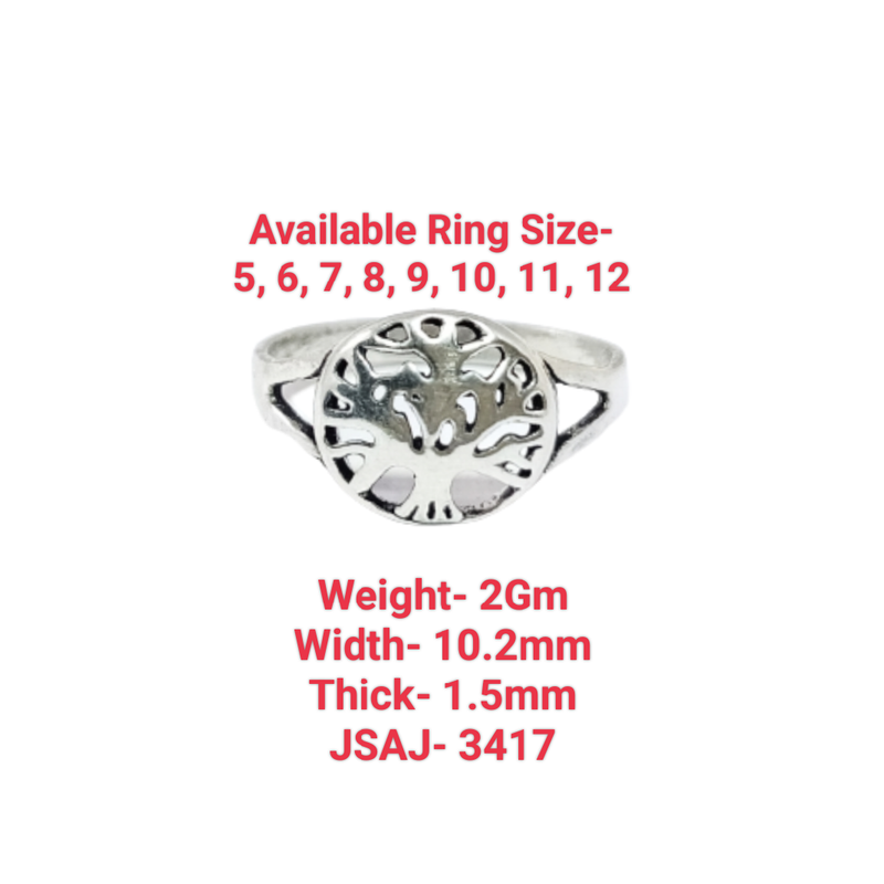 JSAJ TREE OF LIFE ROUND RING IN 925 STERLING SILVER