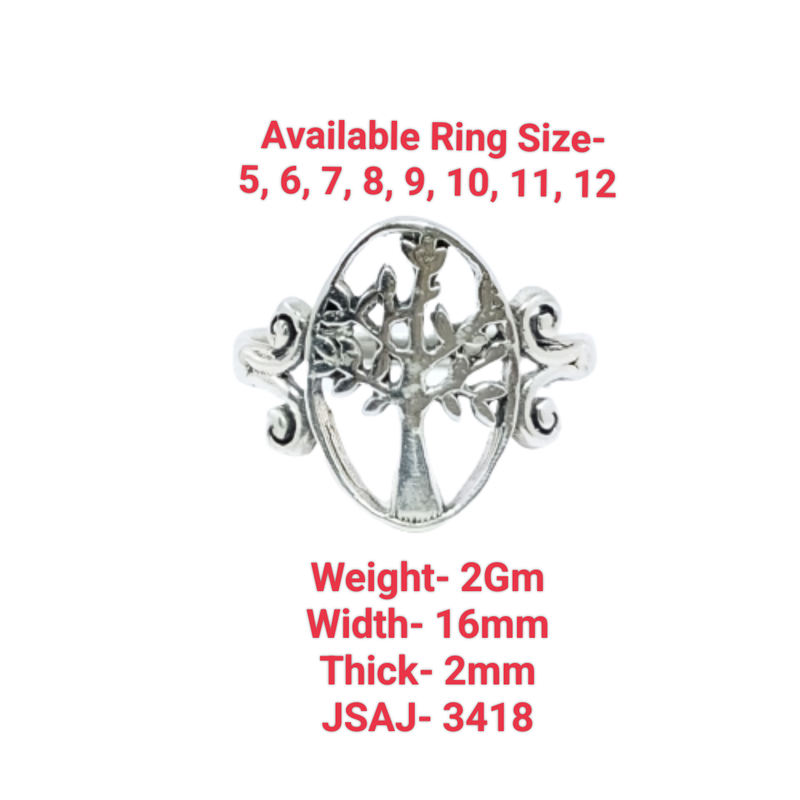 JSAJ TREE OF LIFE ROUND RING IN 925 STERLING SILVER
