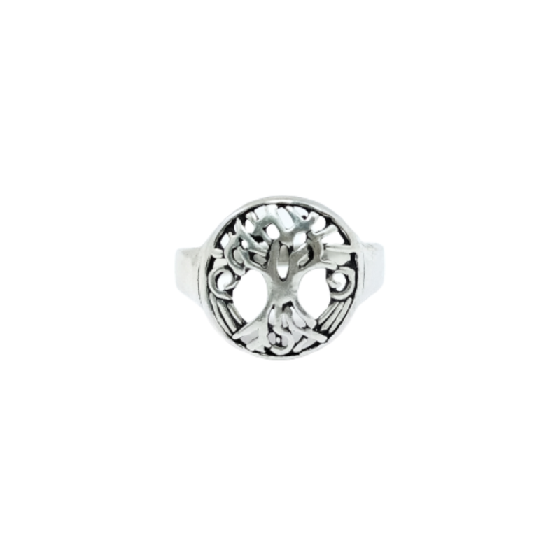 JSAJ TREE OF LIFE ROUND RING IN 925 STERLING SILVER