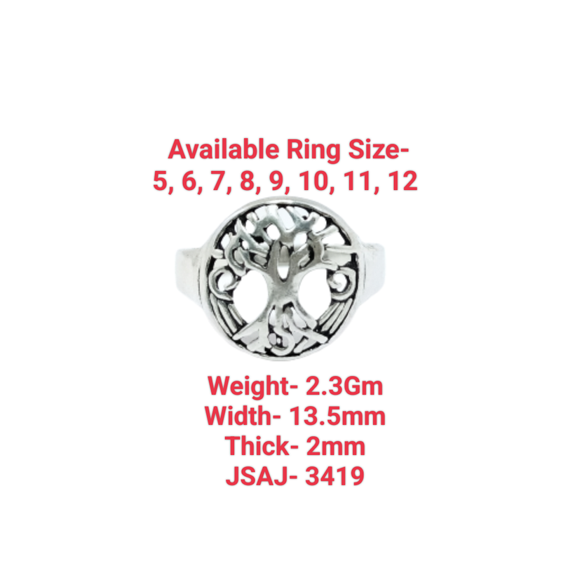 JSAJ TREE OF LIFE ROUND RING IN 925 STERLING SILVER