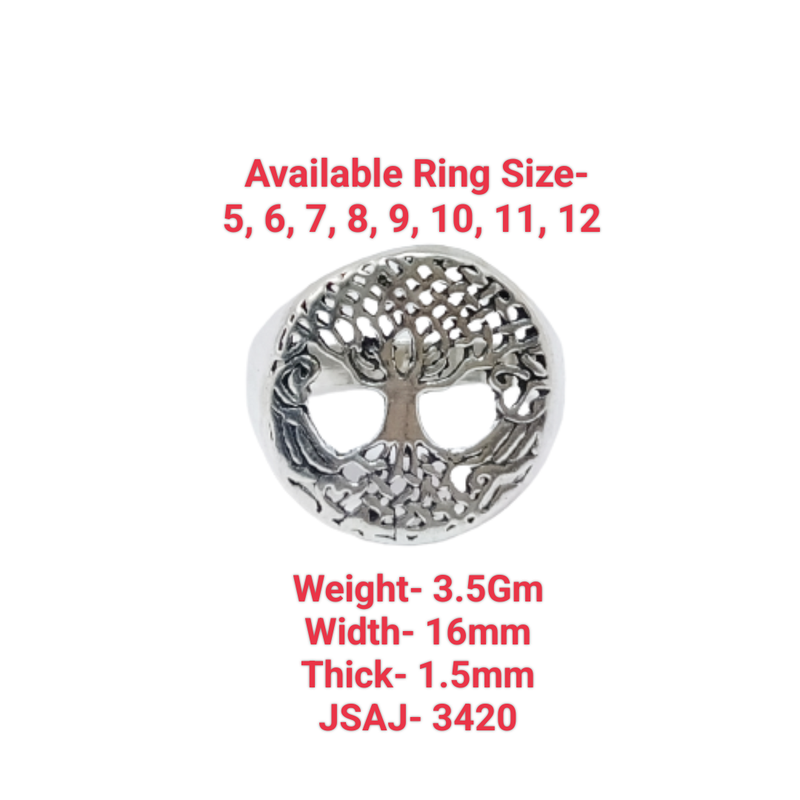 JSAJ TREE OF LIFE ROUND RING IN 925 STERLING SILVER