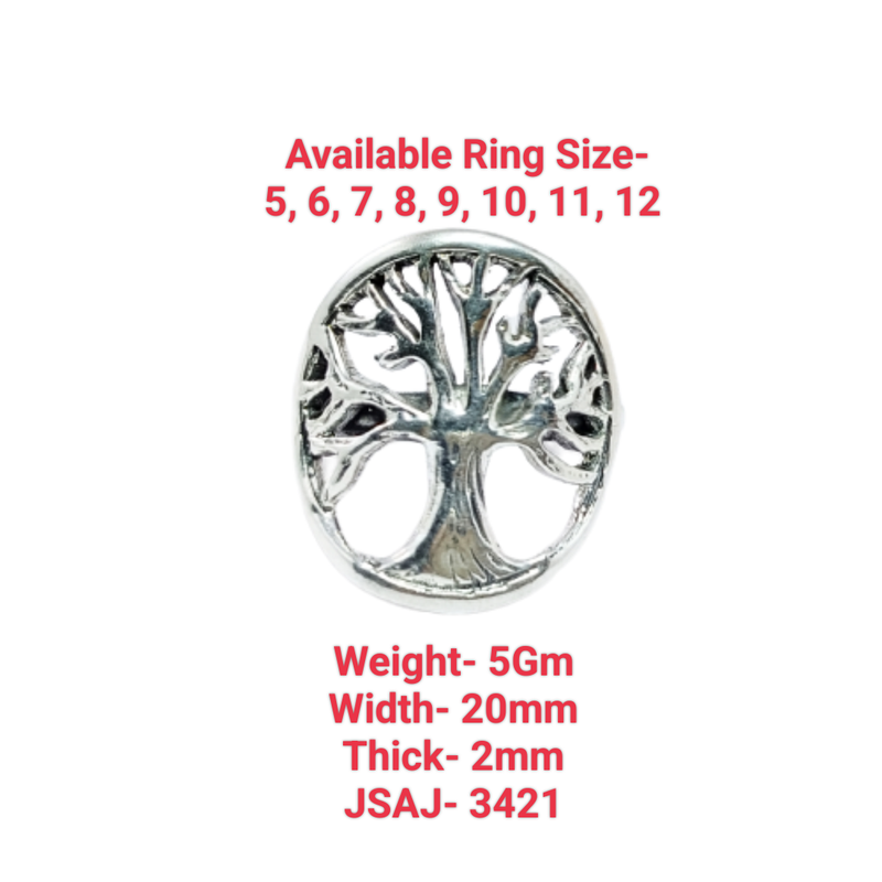 JSAJ TREE OF LIFE OVAL SHAPE RING IN 925 STERLING SILVER
