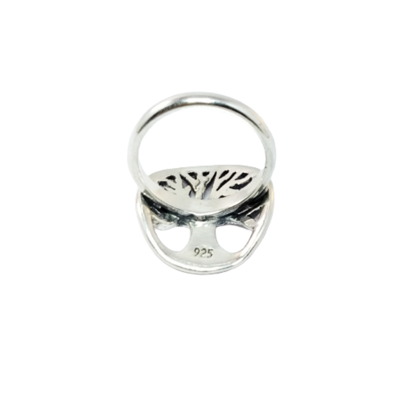 JSAJ TREE OF LIFE OVAL SHAPE RING IN 925 STERLING SILVER
