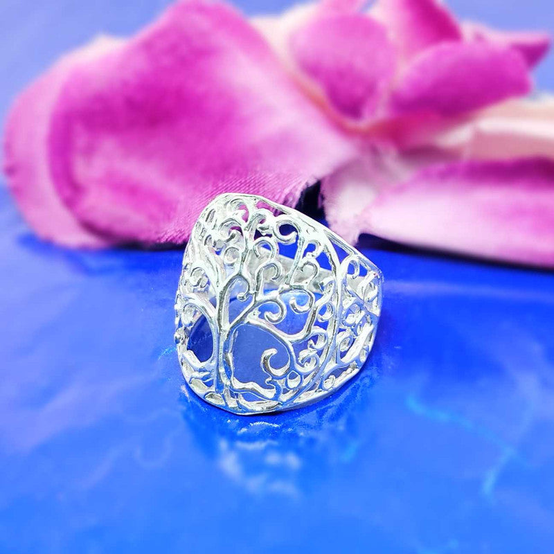JSAJ TREE OF LIFE OVAL SHAPE RING IN 925 STERLING SILVER