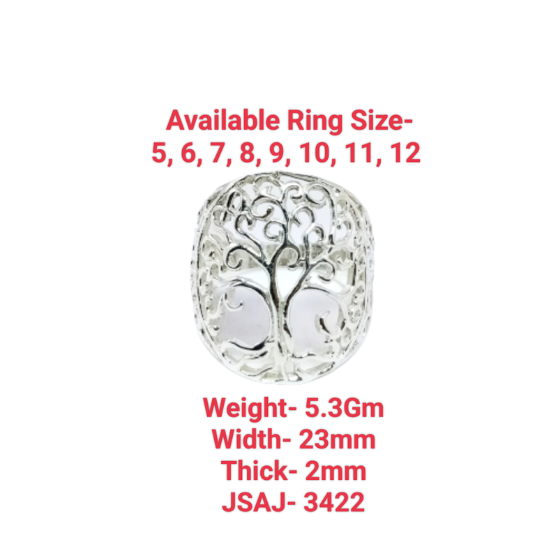 JSAJ TREE OF LIFE OVAL SHAPE RING IN 925 STERLING SILVER