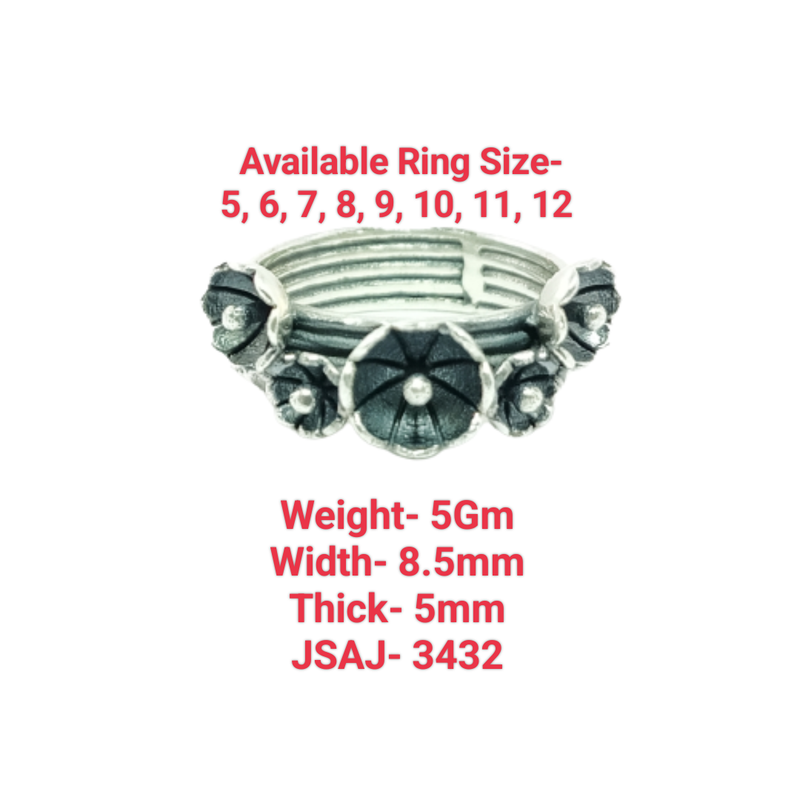 JSAJ BAND RING WITH FLOWERS IN 925 STERLING SILVER