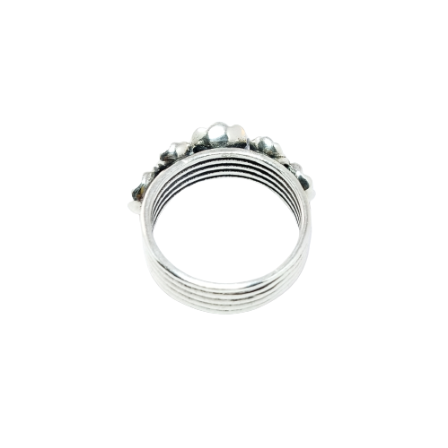 JSAJ BAND RING WITH FLOWERS IN 925 STERLING SILVER