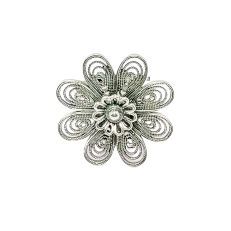 JSAJ FLOWER RING WITH CARVING WORK IN 925 STERLING SILVER
