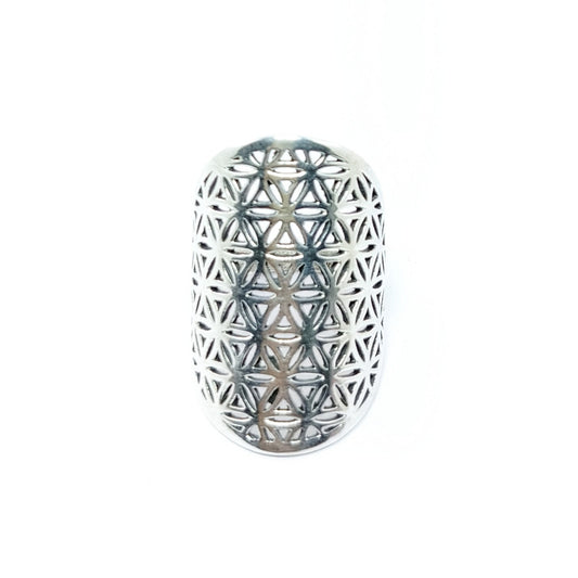 JSAJ FLOWER OF LIFE LONG RING IN 925 STERLING SILVER