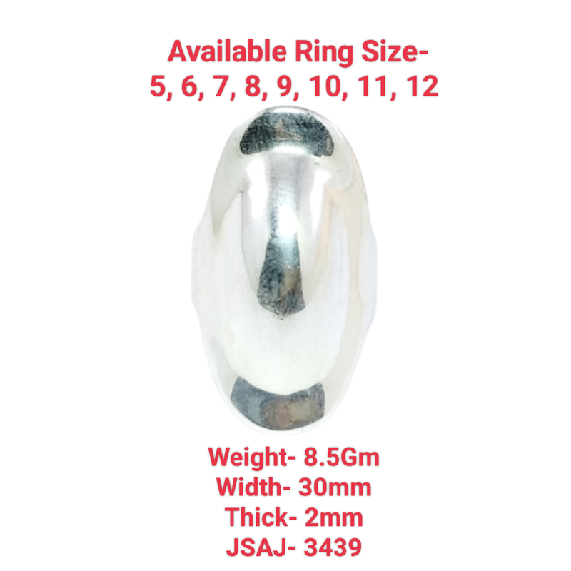 JSAJ LONG OVAL PLAIN RING IN 925 SYERLING SILVER