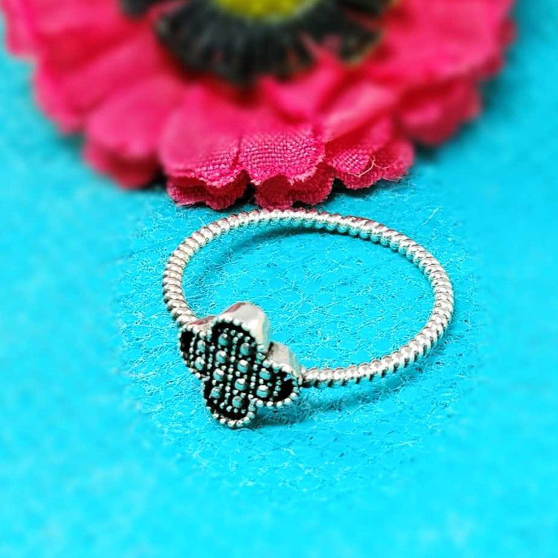 JSAJ PLAIN 4 LEAF CLOVER RING IN 925 STERLING SILVER