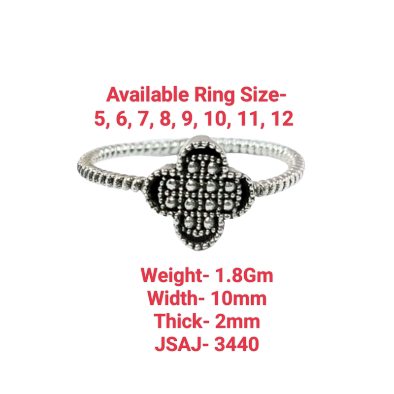 JSAJ PLAIN 4 LEAF CLOVER RING IN 925 STERLING SILVER