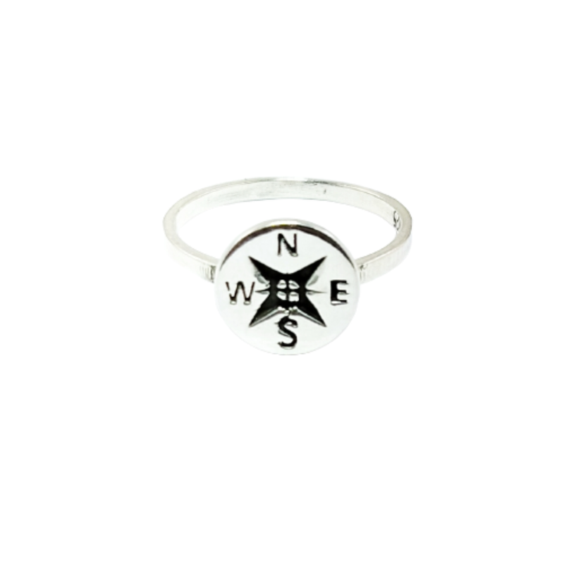 JSAJ COMPASS RING IN 925 STERLING SILVER