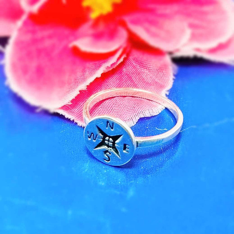 JSAJ COMPASS RING IN 925 STERLING SILVER