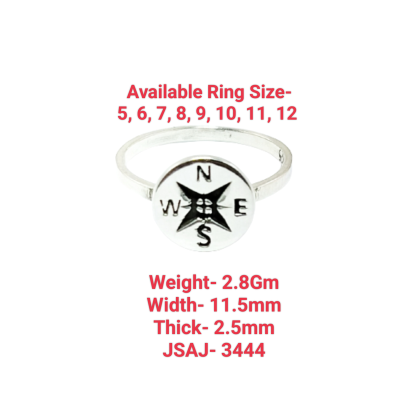 JSAJ COMPASS RING IN 925 STERLING SILVER