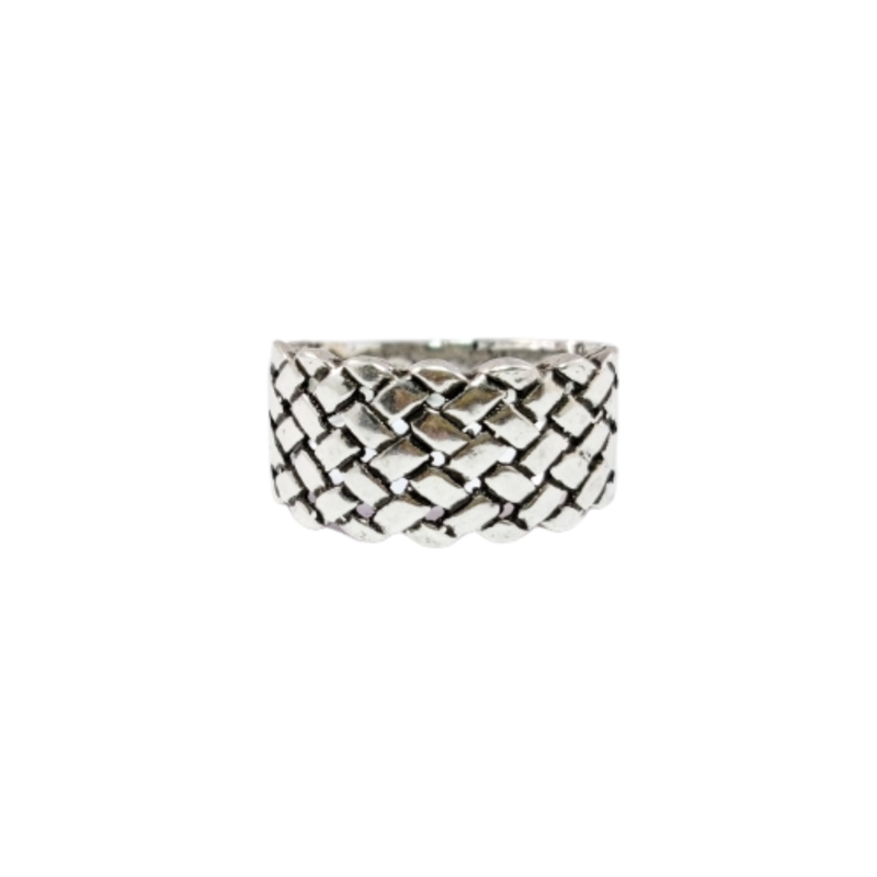 JSAJ BASKET WEAVE RING IN 925 STERLING SILVER