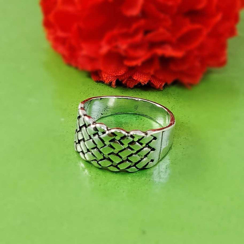 JSAJ BASKET WEAVE RING IN 925 STERLING SILVER