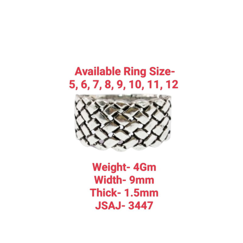 JSAJ BASKET WEAVE RING IN 925 STERLING SILVER