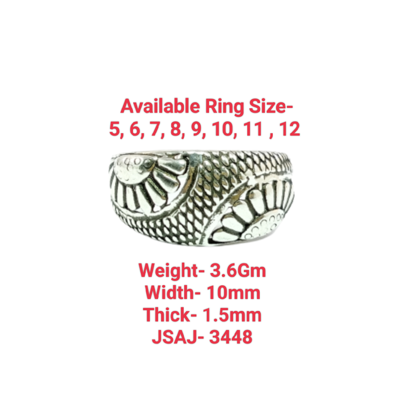 JSAJ FISH SKIN RING IN 925 STERLING SILVER