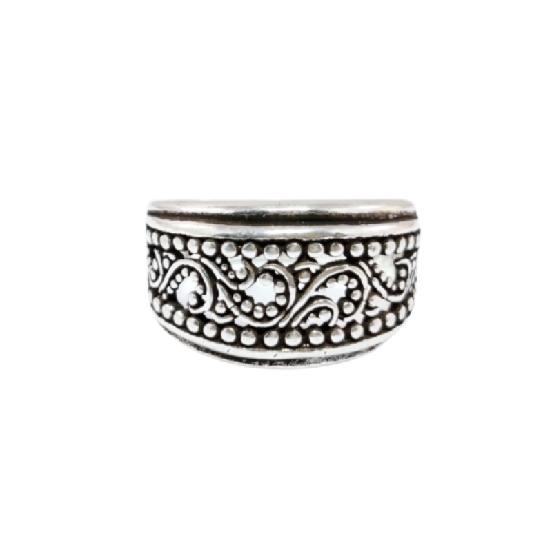 JSAJ THICK ZALI/NETT BAND RING IN 925 STERLING SILVER