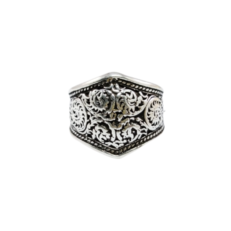 JSAJ FILIGIREE NEPALI BAND RING IN 925 STERLING SILVER