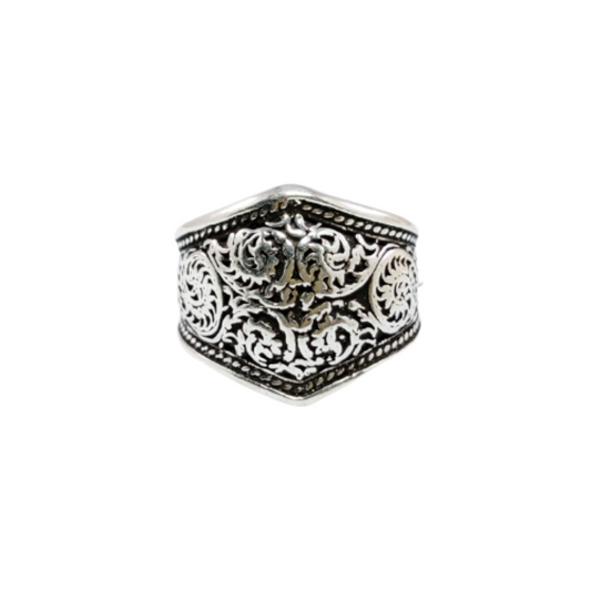JSAJ FILIGIREE NEPALI BAND RING IN 925 STERLING SILVER
