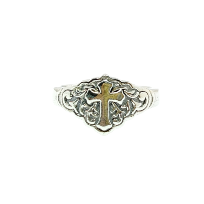 JSAJ CROSS RING IN 925 STERLING SILVER