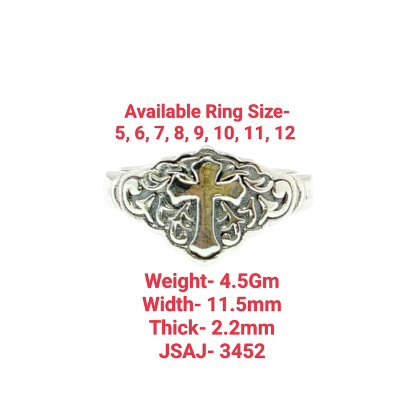 JSAJ CROSS RING IN 925 STERLING SILVER