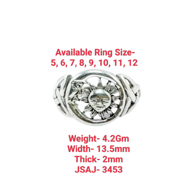 JSAJ SUN RING IN 925 STERLING SILVER