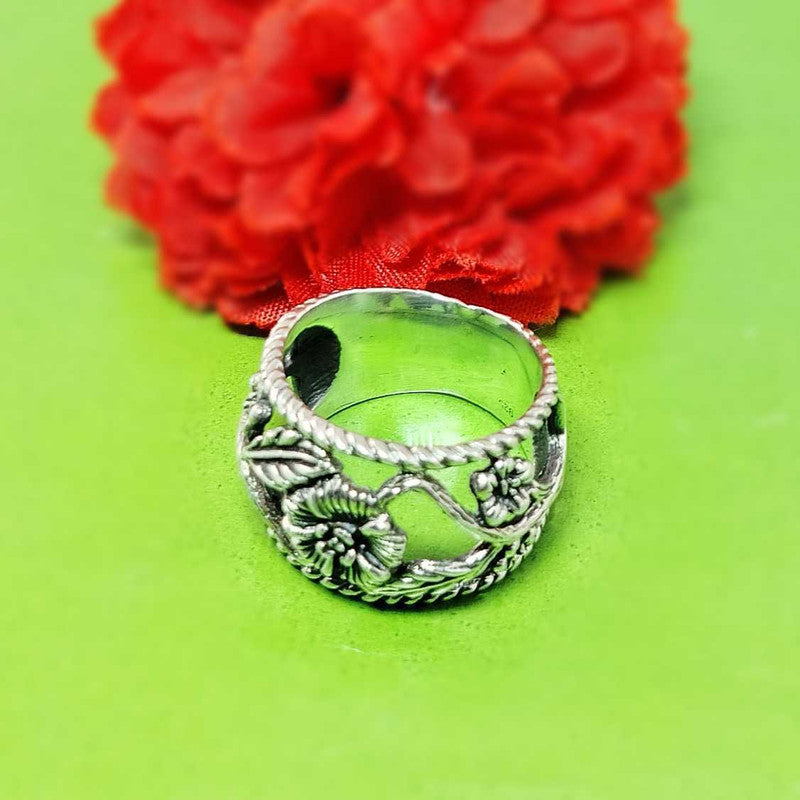JSAJ FLOWER LEAF THICK BAND RING