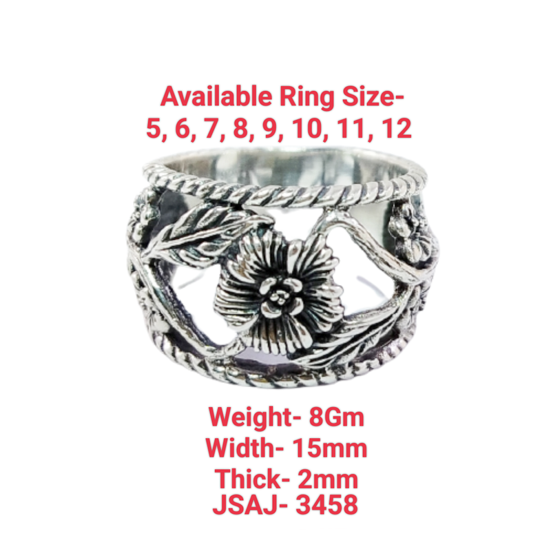 JSAJ FLOWER LEAF THICK BAND RING