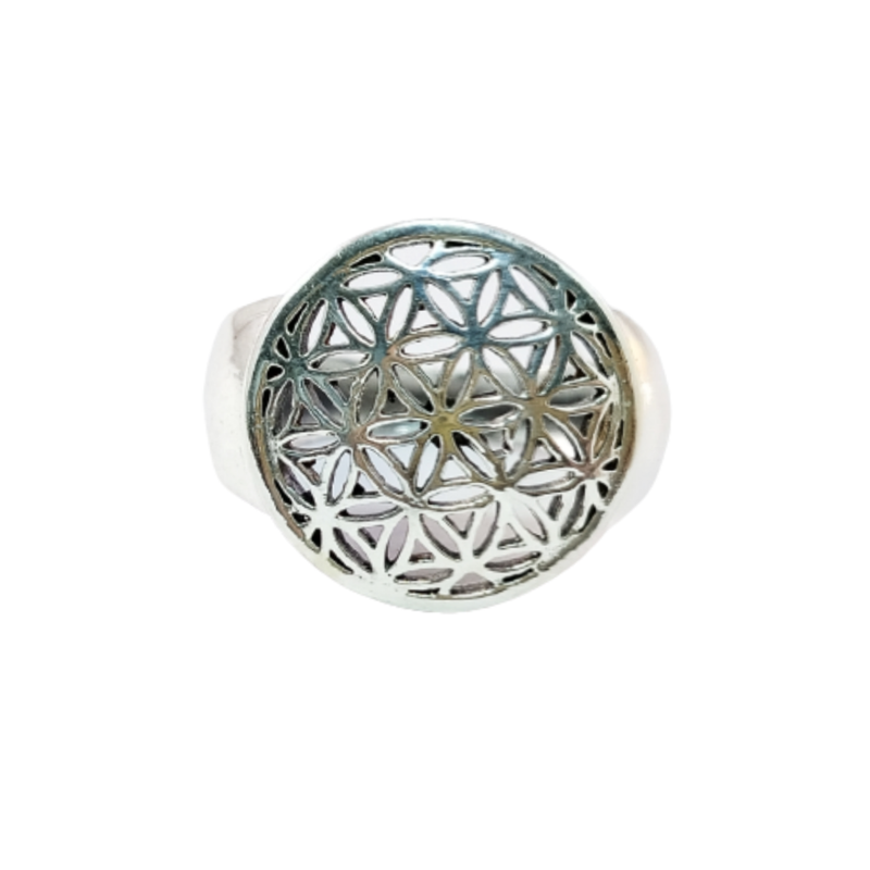 JSAJ FLOWER OF LIFE ROUND RING IN 925 STERLING SILVER
