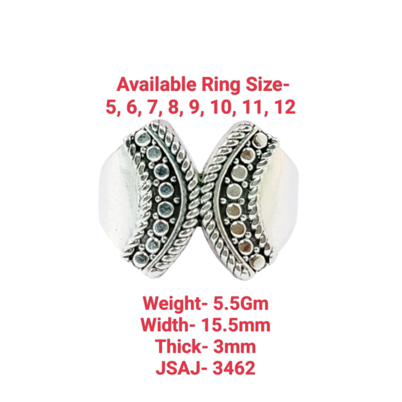 JSAJ ETHNIC INDIAN BAND RING IN 925 STERLING SILVER