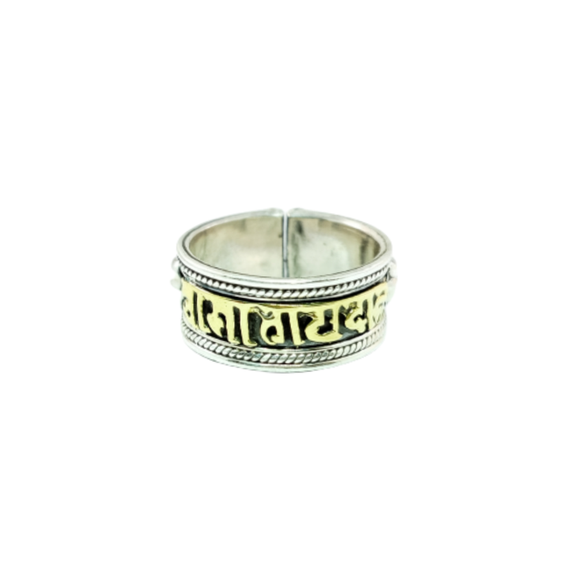 JSAJ OM MANI BAND RING WITH GOLD PLATING