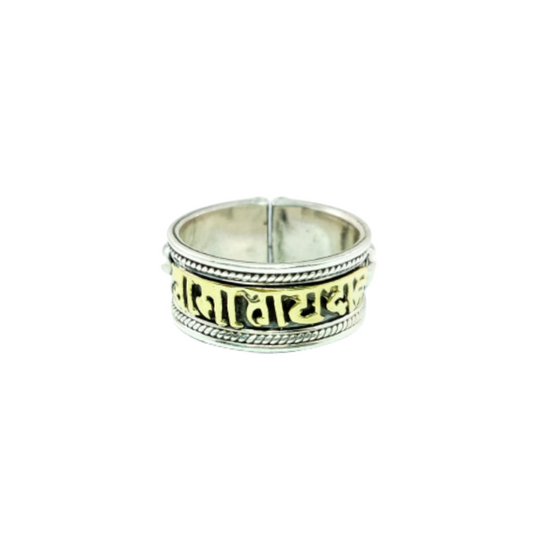 JSAJ OM MANI BAND RING WITH GOLD PLATING