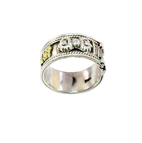 JSAJ OM MANI BAND RING WITH GOLD PLATING