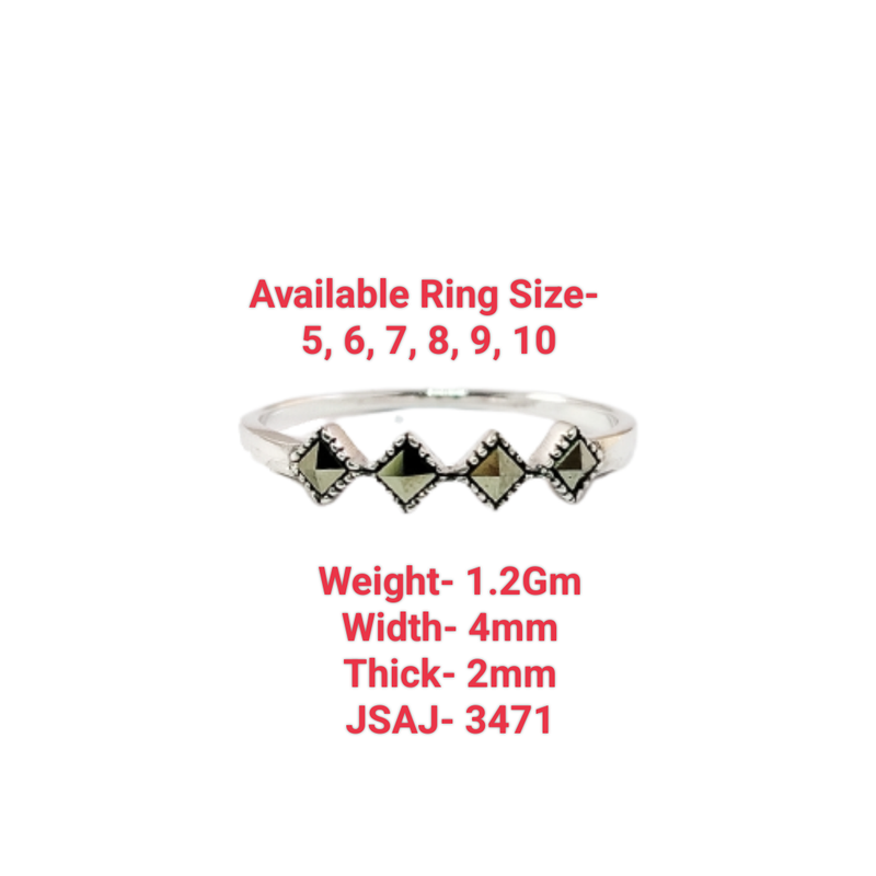 JSAJ MARCASITE BAND RING WITH SQUARE MARCASITE