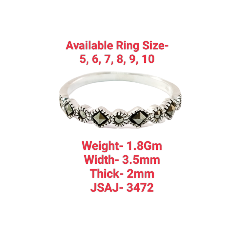 JSAJ MARCASITE BAND RING WITH SQUARE MARCASITE