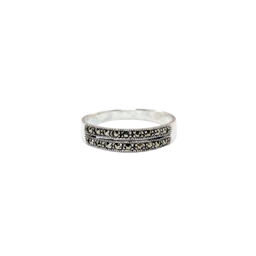 JSAJ MARCASITE BAND RING DOUBLE LINE