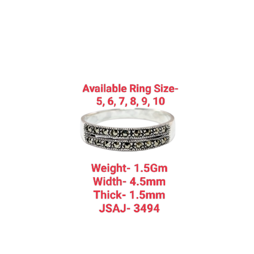 JSAJ MARCASITE BAND RING DOUBLE LINE