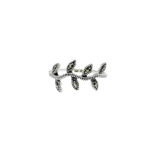JSAJ MARCASITE LEAF BAND RING