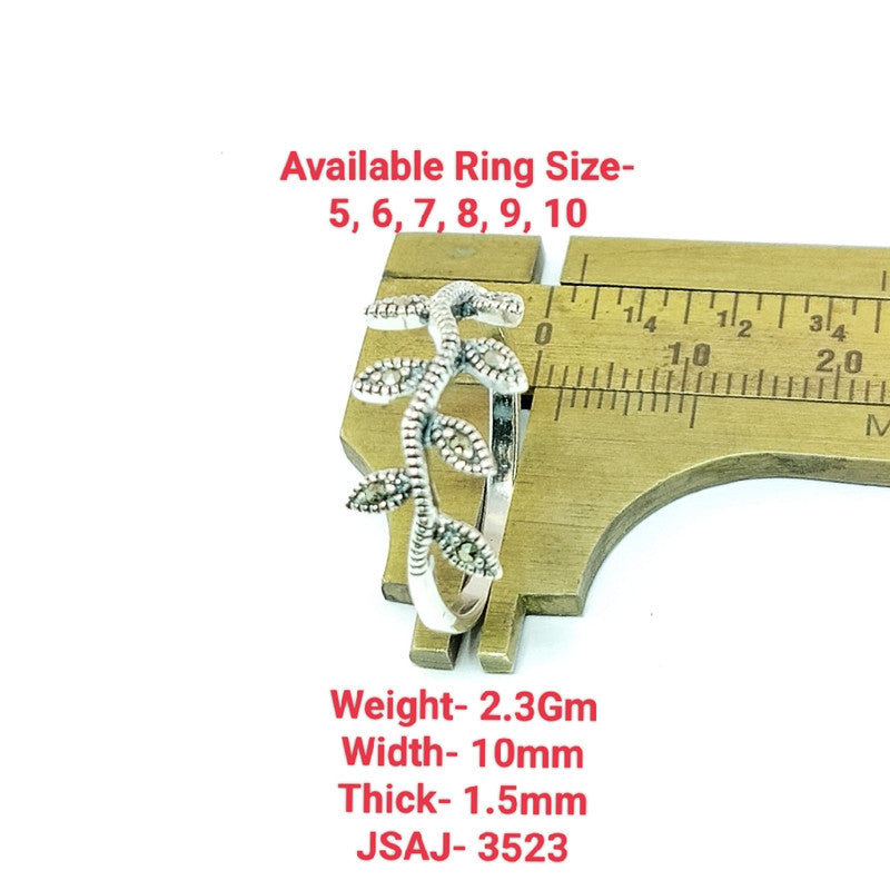JSAJ MARCASITE LEAF BAND RING
