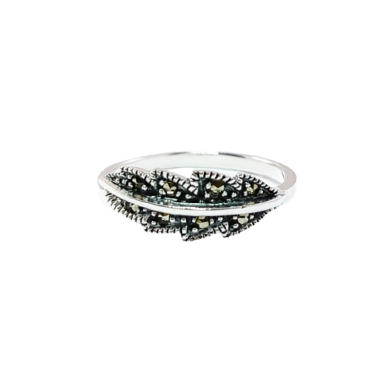 JSAJ MARCASITE LEAF BAND RING