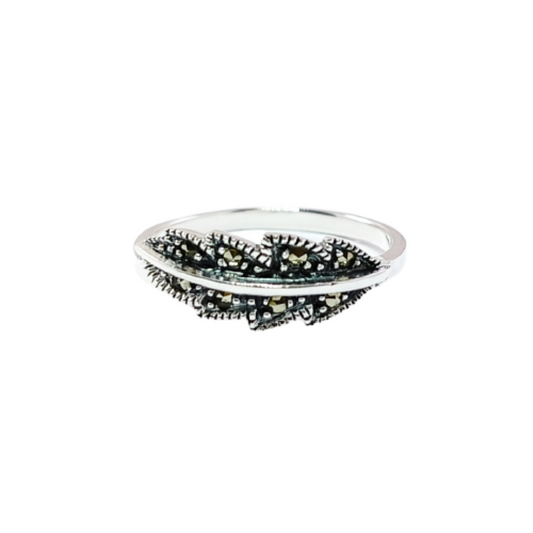JSAJ MARCASITE LEAF BAND RING