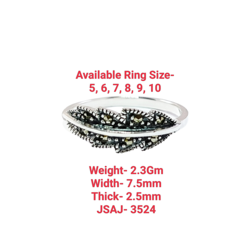 JSAJ MARCASITE LEAF BAND RING