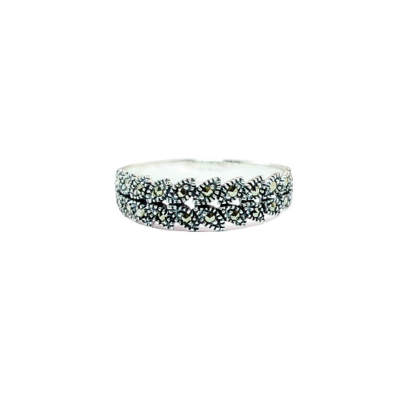 JSAJ MARCASITE LEAF BAND RING