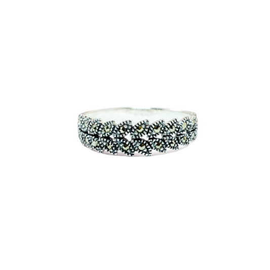 JSAJ MARCASITE LEAF BAND RING